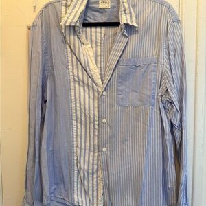 Zara Men's Blue Striped Shirt